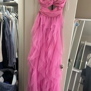Elegant Pink Gown with Ruffled Skirt